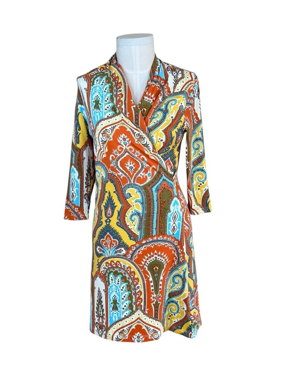 J. McLaughlin Dresses & Skirts - J.McLaughlin Catalina Cloth Lawrence Dress Paisley Print 3/4 Sleeves Midi Size M